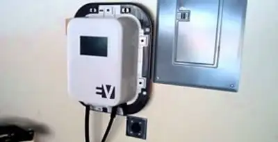 Electric car charger installation with wall-mounted EV charging station in Wilmington, NC