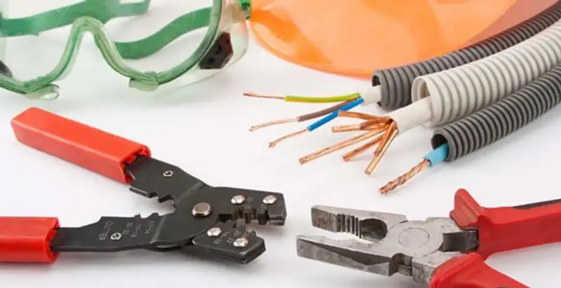 Electrical wiring repair with professional tools and safety equipment in Castle Hayne, NC