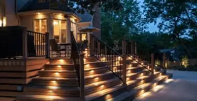 Residential electrician installing outdoor lighting for home safety in Wilmington, NC
